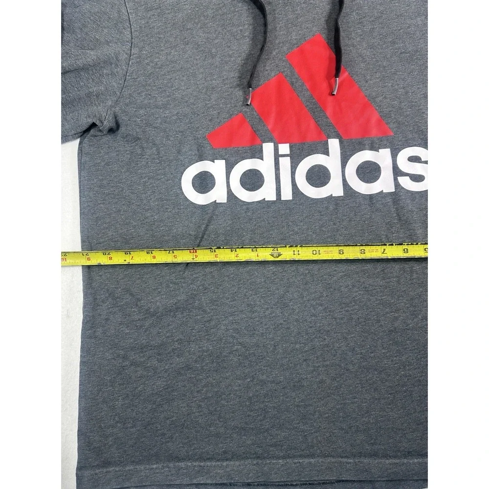 Adidas Men Essentials Big Logo Hoodie Gray Red Pullover Sweatshirt Size L H12263